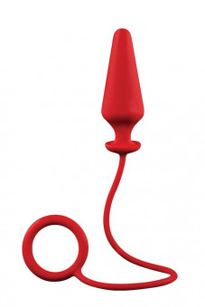 Красное эрекционное кольцо с анальной пробкой MENZSTUFF 4INCH SINGLE RING ANAL PLUG, Dream Toys