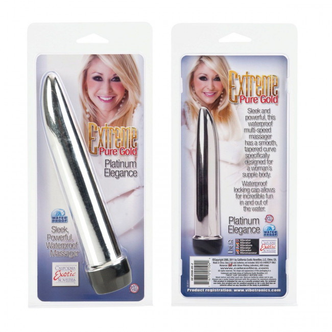 Серебряный вибромассажер Platinum Elegance - 17 см., California Exotic Novelties