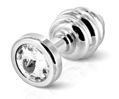 Серебристая ребристая пробка ANNI Ano silver plated T3 - 9 см., DIOGOL