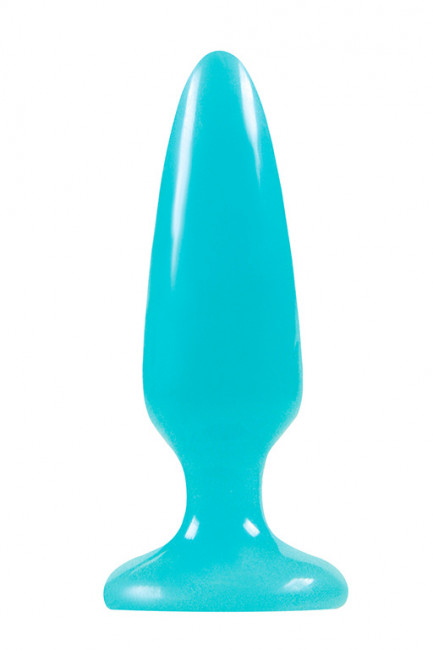 Голубая, светящаяся в темноте пробка Firefly Pleasure Plug Small - 10,1 см., NS Novelties