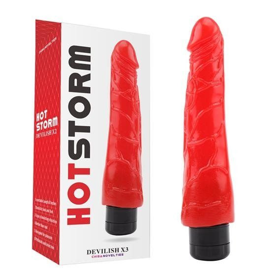 Красный реалистичный вибратор Hot Storm Devilish X3 - 23,2 см. Красный реалистичный вибратор Hot Storm Devilish X3 - 23,2 см.