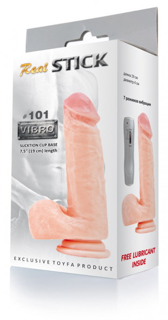 Реалистичный вибратор с пультом RealStick #101 - 19 см., ToyFa Реалистичный вибратор с пультом RealStick #101 - 19 см., ToyFa