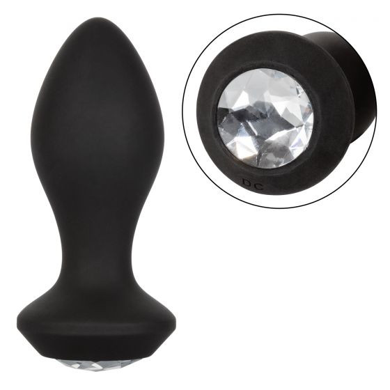 Черная анальная пробка с вибрацией и кристаллом Power Gem Vibrating Crystal Probe - 10,75 см., California Exotic Novelties