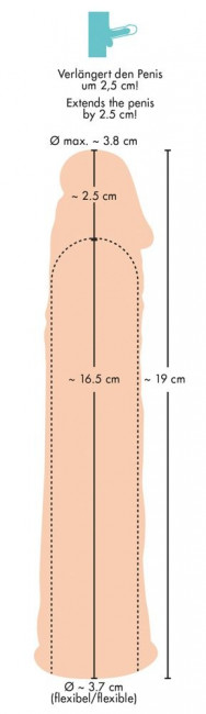 Телесная насадка-удлинитель Silicone Extension - 19 см., Orion