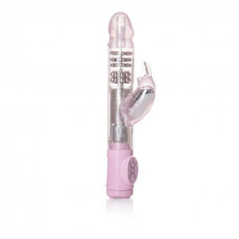 Розовый вибромассажер Thrusting Action Jack Rabbit - 19 см., California Exotic Novelties