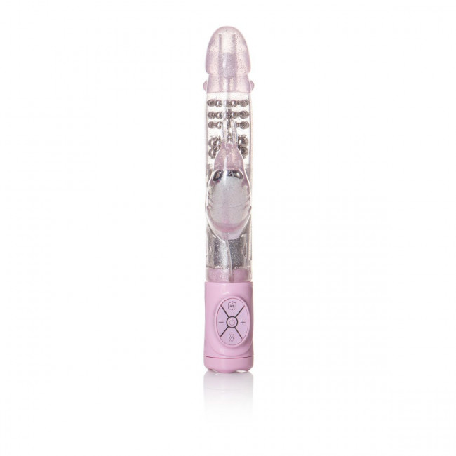 Розовый вибромассажер Thrusting Action Jack Rabbit - 19 см., California Exotic Novelties