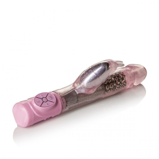 Розовый вибромассажер Thrusting Action Jack Rabbit - 19 см., California Exotic Novelties