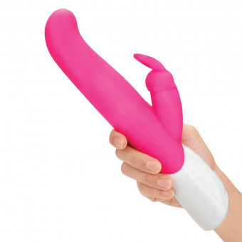 Розовый G-стимулятор с клиторальным отростком - 24 см., Rabbit Essentials Розовый G-стимулятор с клиторальным отростком - 24 см., Rabbit Essentials