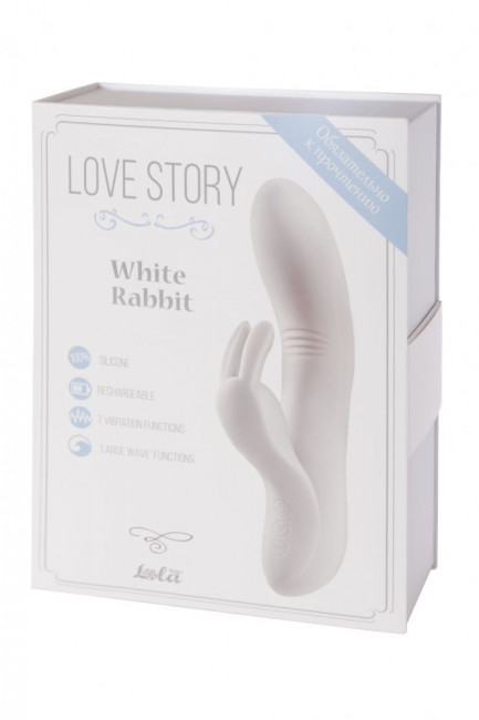 Белый вибратор Love story White Rabbit с клиторальным зайчиком - 21 см., Lola toys
