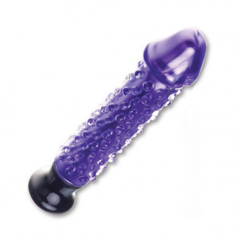 Фиолетовый стеклянный вибратор с массажными точками Spiked Punch - 20 см., Glas