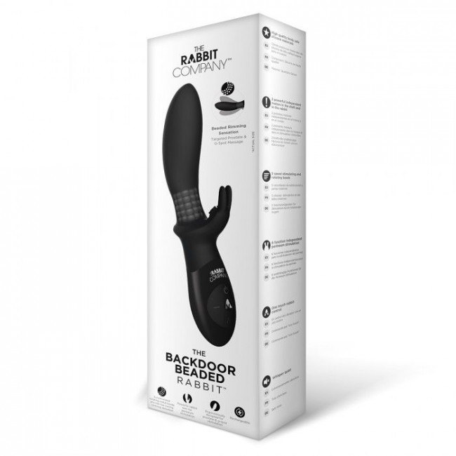 Чёрный анальный вибратор BEADED BACKDOOR RABBIT, The Rabbit Company