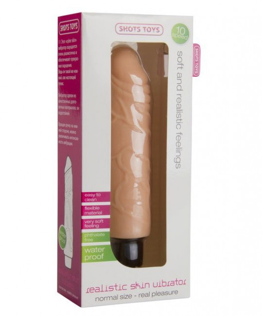 Телесный вибратор Realistic Skin Vibrator Regular - 18,3 см., Shots Media BV Телесный вибратор Realistic Skin Vibrator Regular - 18,3 см., Shots Media BV