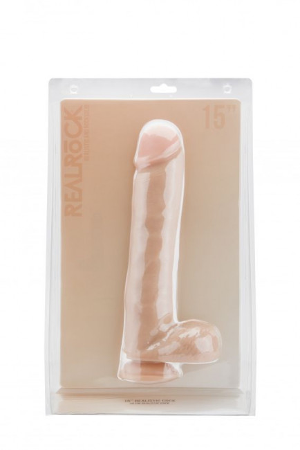 Телесный фаллоимитатор Realistic Cock 15" With Scrotum - 38 см., Shots Media BV