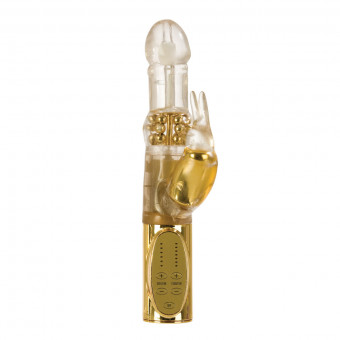 Золотистый вибромассажер Jack Rabbit с клиторальным зайчиком - 17 см., California Exotic Novelties