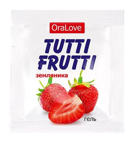 Пробник гель-смазки Tutti-frutti с земляничным вкусом - 4 гр., Биоритм
