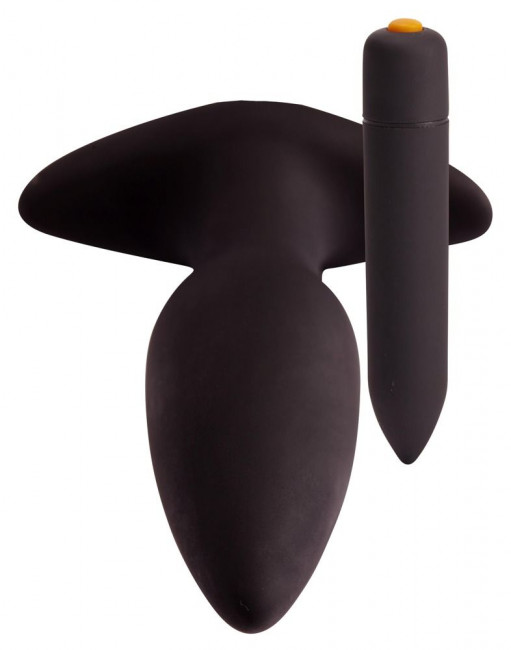 Чёрная анальная пробка с вибрацией Vibrating Butt Plug - 14,5 см., Pornhub