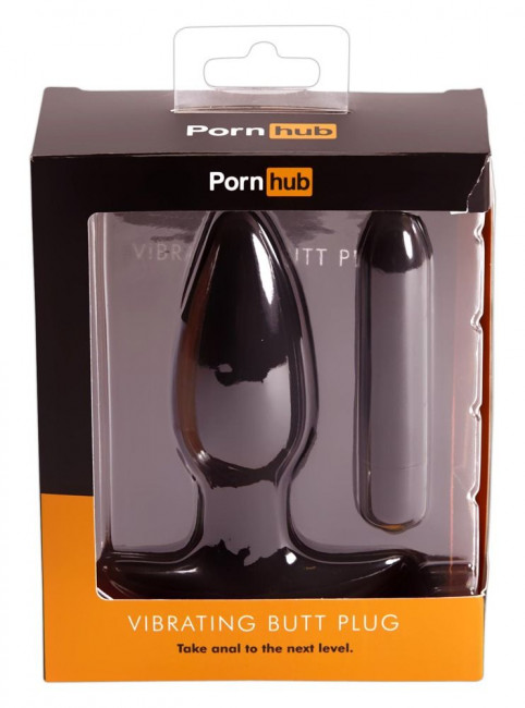 Чёрная анальная пробка с вибрацией Vibrating Butt Plug - 14,5 см., Pornhub