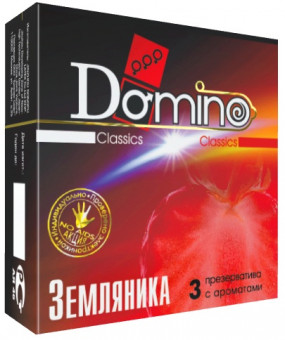 Ароматизированные презервативы Domino "Земляника" - 3 шт., Domino