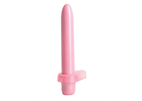 Розовый вибратор с эрекционным кольцом My First Vibe - 17 см., Topco Sales