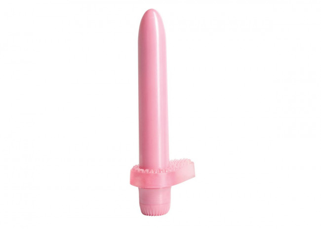 Розовый вибратор с эрекционным кольцом My First Vibe - 17 см., Topco Sales