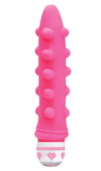 Розовый  рельефный вибромассажер - 16,5 см., Dream Toys