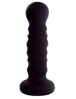 Чёрная рельефная пробка MENZSTUFF RIBBED PROBE - 21 см., Dream Toys