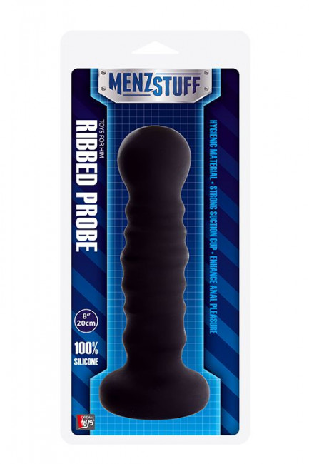 Чёрная рельефная пробка MENZSTUFF RIBBED PROBE - 21 см., Dream Toys Чёрная рельефная пробка MENZSTUFF RIBBED PROBE - 21 см., Dream Toys