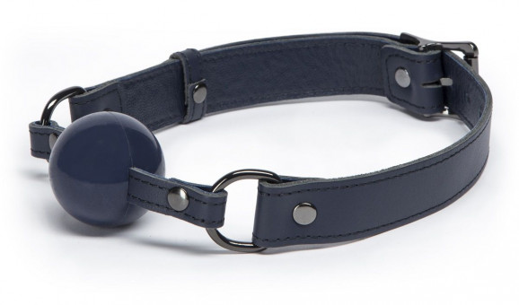 Тёмно-синий кляп-шар на кожаных ремешках No Bounds Collection Large Ball Gag, Fifty Shades of Grey
