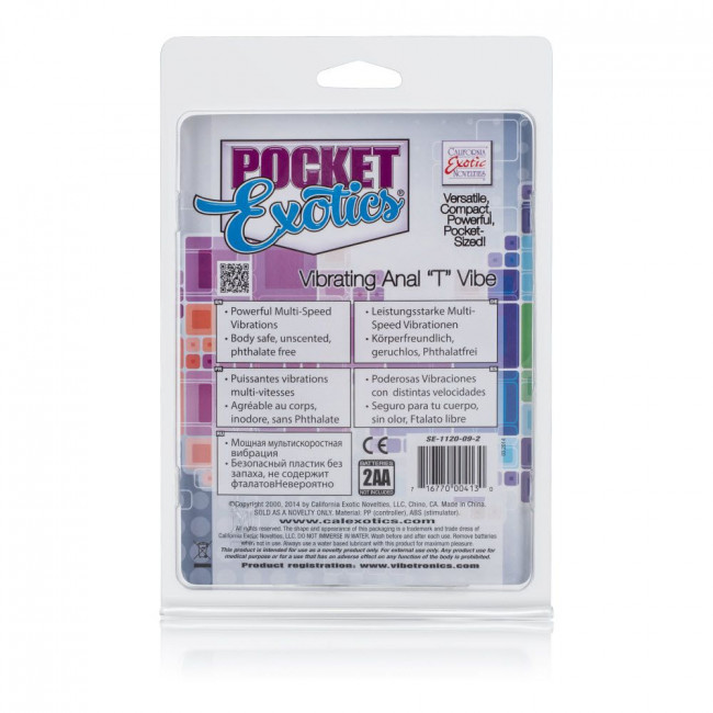 Вибромассажёр простаты Pocket Exotics Vibrating Anal "T" Vibe - 12,8 см., California Exotic Novelties