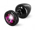 Чёрная пробка с малиновым кристаллом ANNI round black T1 Fuschia - 6 см., DIOGOL