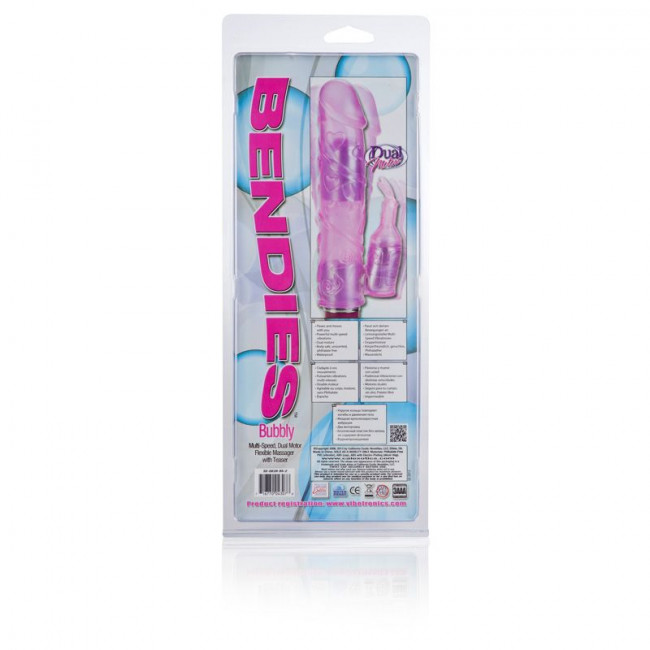 Розовый гнущийся вибромассажер Bendies Bubbly - 24 см., California Exotic Novelties