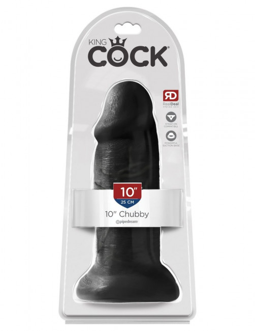 Черный фаллоимитатор-гигант на присоске 10" Chubby - 25 см., Pipedream