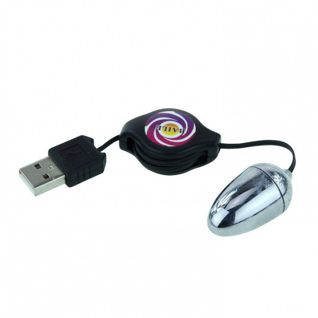 Серебристое виброяйцо с USB-питанием, Baile
