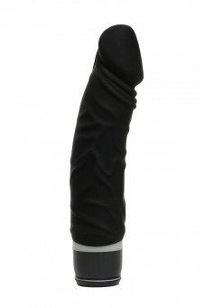Чёрный силиконовый вибратор-реалистик - 19,5 см., 4sexdreaM