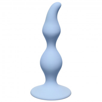 Голубая анальная пробка Curved Anal Plug Blue - 12,5 см., Lola toys