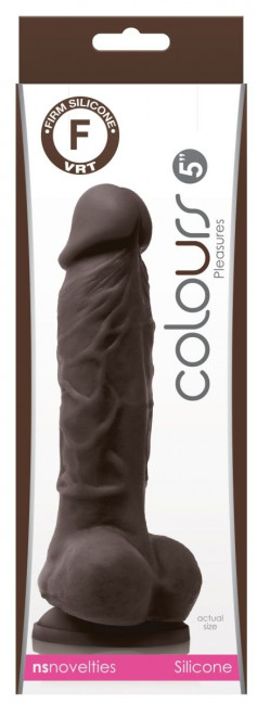 Коричневый силиконовый фаллоимитатор с мошонкой Pleasures 5 Dildo - 18 см., NS Novelties Коричневый силиконовый фаллоимитатор с мошонкой Pleasures 5 Dildo - 18 см., NS Novelties