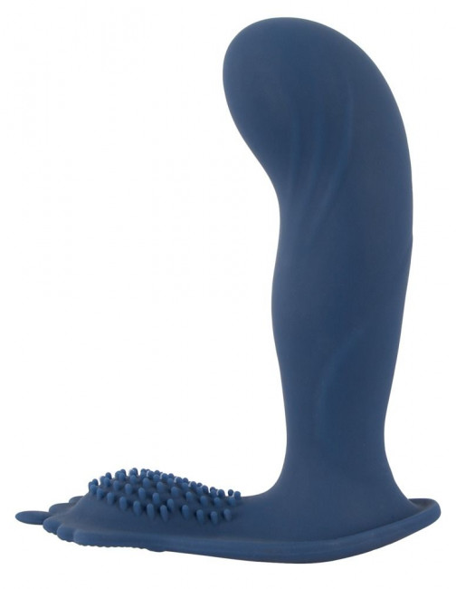 Синий вибростимулятор простаты Vibrating Butt Plug - 11,7 см.
