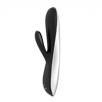 Черный перезаряжаемый вибратор типа rabbit E5 - 19 см. , OVO