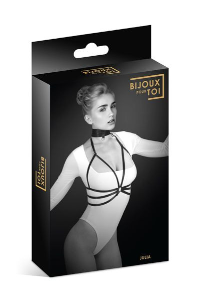 Черная упряжь на грудь Julia, Bijoux Pour Toi