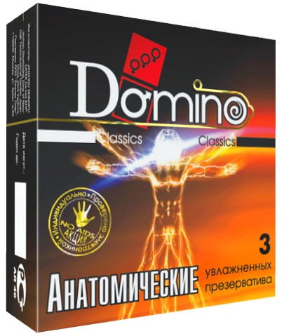 Презервативы анатомической формы Domino "Анатомические" - 3 шт., Domino Презервативы анатомической формы Domino "Анатомические" - 3 шт., Domino