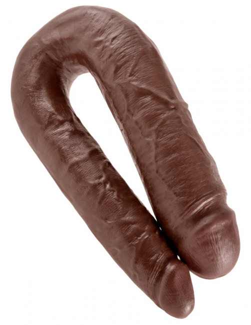 Коричневый двухголовый фалоимитатор U-Shaped Large Double Trouble - 44,4 см., Pipedream