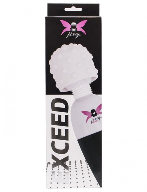 Бело-черный вибромассажёр Wand Exceed с рельефной головкой - 25 см. Бело-черный вибромассажёр Wand Exceed с рельефной головкой - 25 см.