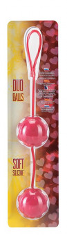 Красные вагинальные шарики с сердечками DUO BALLS, Seven Creations