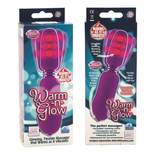 Фиолетовый вибростимулятор с функцией нагрева WARM N GLOW MASSAGER, California Exotic Novelties