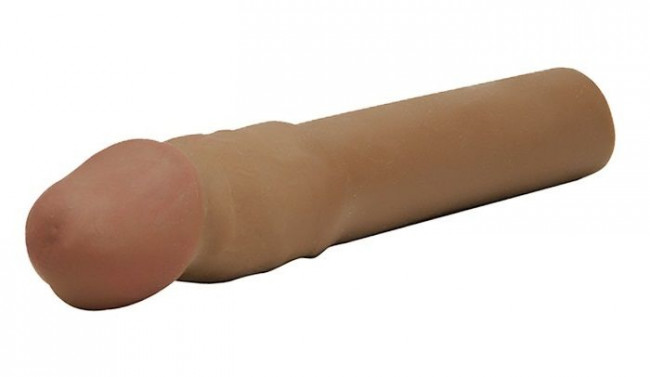 Бежевая насадка-удлинитель CyberSkin 4 inch Xtra Thick Transformer Penis Extension Dark, Topco Sales