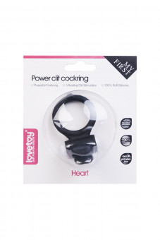 Чёрное виброкольцо для пениса Power Heart Clit Cockring, Lovetoy