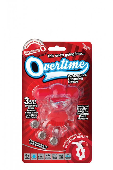 Виброкольцо с язычком и красным виброэлементом Overtime, Screaming O