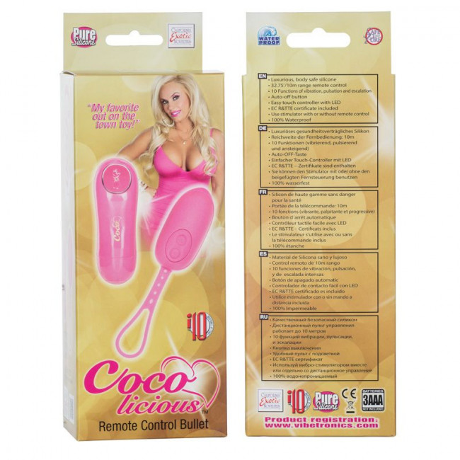 Розовое виброяйцо Coco licious Remote Control Bullet, California Exotic Novelties Розовое виброяйцо Coco licious Remote Control Bullet, California Exotic Novelties