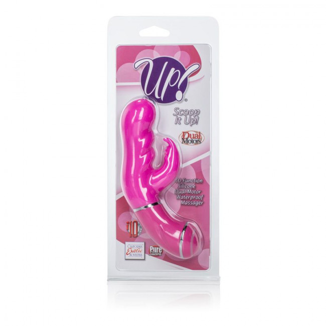 Вибромассажер Up! Scoop it Up! с клиторальным отростком - 17,8 см., California Exotic Novelties