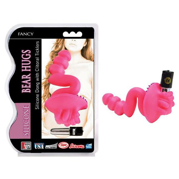 Розовый вагинальный стимулятор с щёточкой и вибропулей Bear Hugs, Dream Toys Розовый вагинальный стимулятор с щёточкой и вибропулей Bear Hugs, Dream Toys